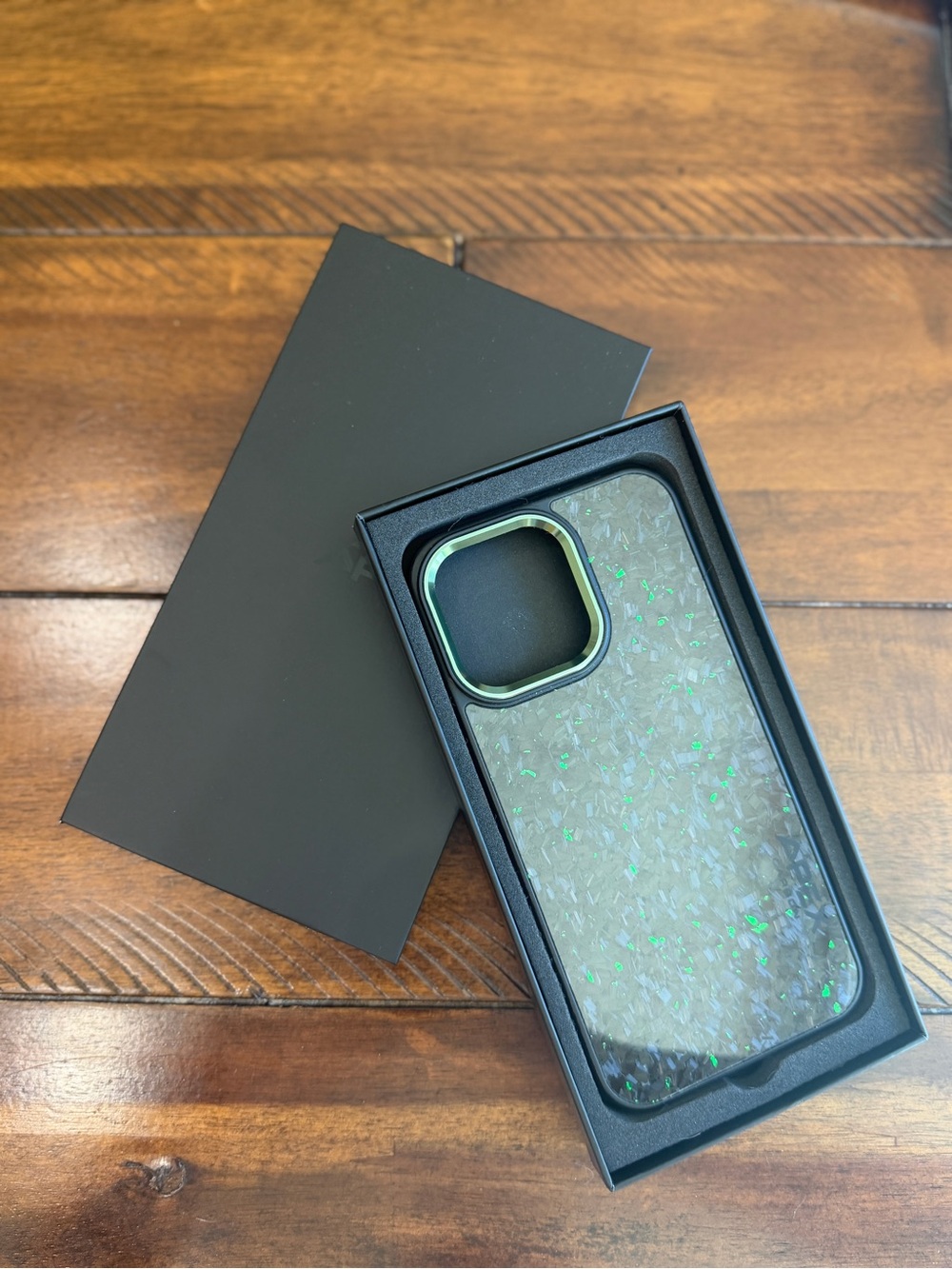 Apex Carbon Fiber Phone Case with Green Iridescent Flecks